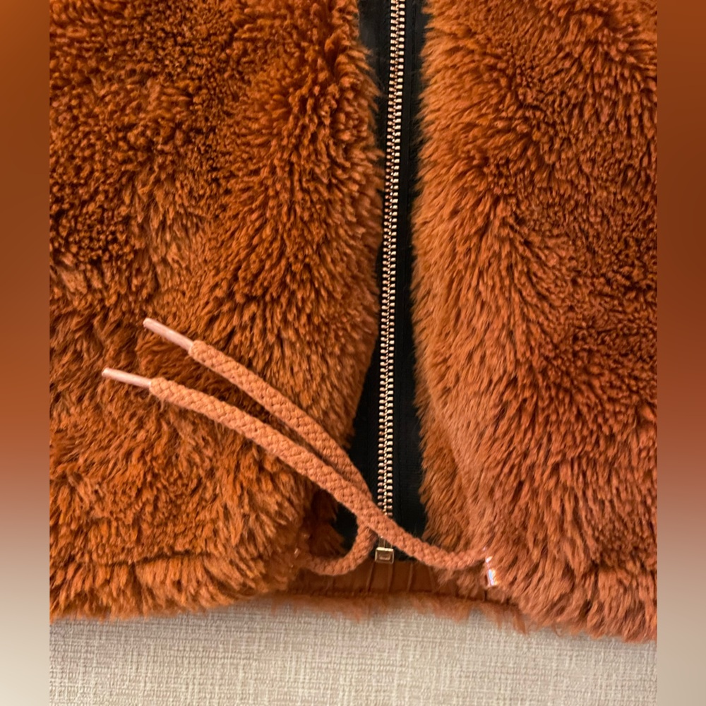 Lucky Brand faux fur zip up jacket. Rust orange color. Size XS - runs large - Picture 7 of 12
